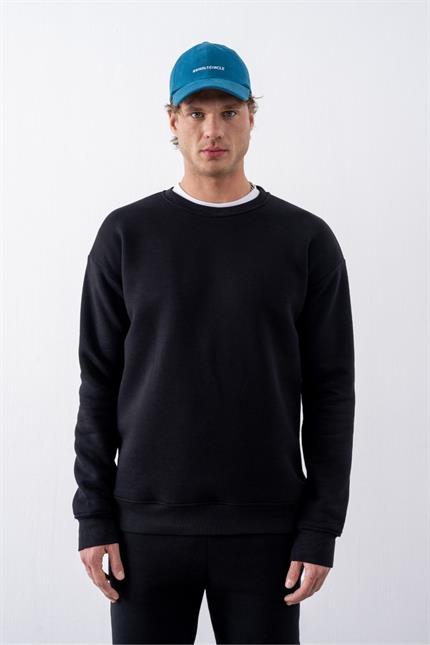 Erkek Vibe Oversize Siyah Sweatshirt