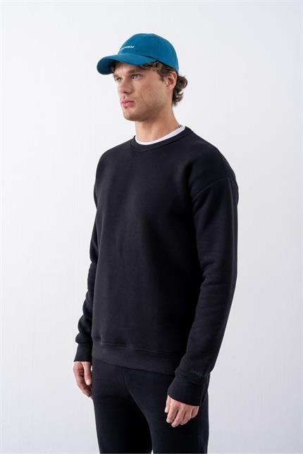 Erkek Vibe Oversize Siyah Sweatshirt