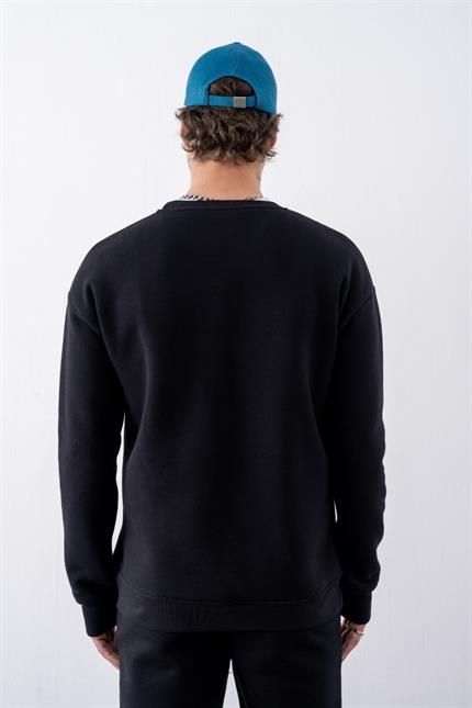 Erkek Vibe Oversize Siyah Sweatshirt