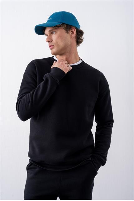 Erkek Vibe Oversize Siyah Sweatshirt