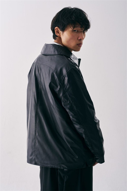 Erkek Vintage Siyah Deri Ceket