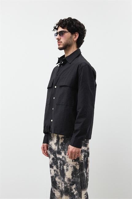 Erkek Gömlek Ceket Siyah