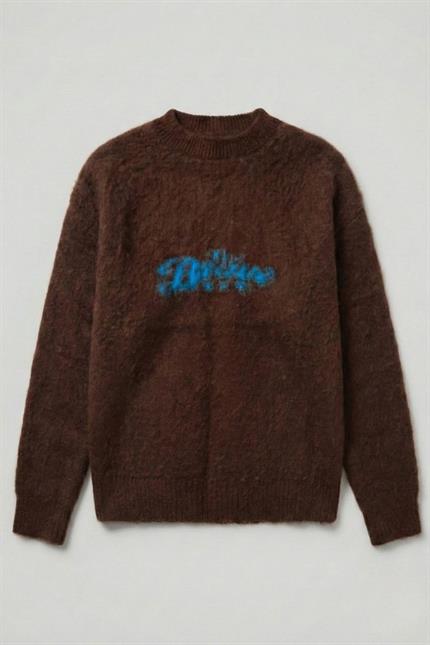 Erkek Jakarlı Kahverengi Sakallı Oversize Kazak