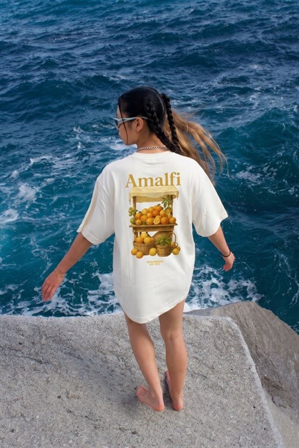 Kadın Amalfi Oversize Beyaz T-Shirt