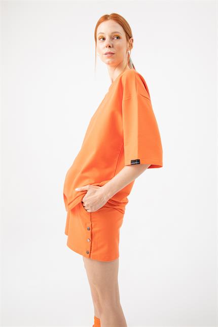 Kadın Base Oversize Şeftali T-Shirt