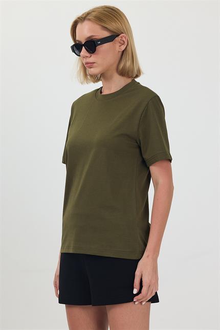 Kadın Basic Haki T-Shirt