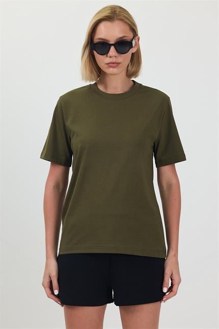Kadın Basic Haki T-Shirt