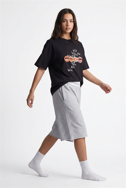 Kadın Bla Bla Oversize Siyah T-Shirt
