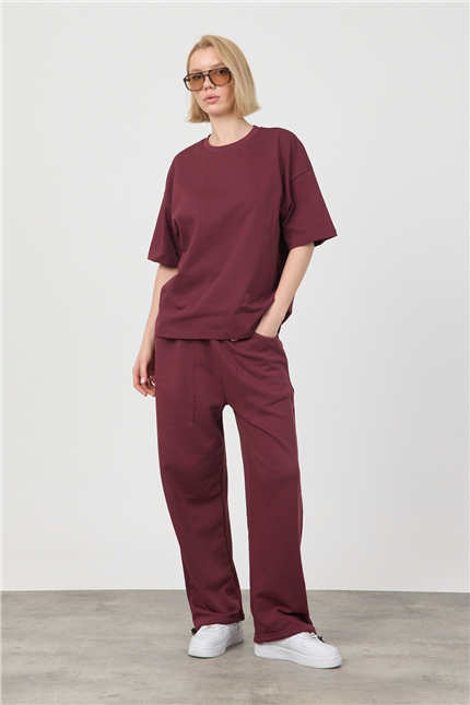 Kadın Blank Bordo Ayarlanabilir Paça Eşofman Alt