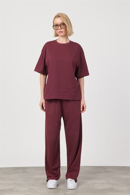 Kadın Blank Bordo Ayarlanabilir Paça Eşofman Alt