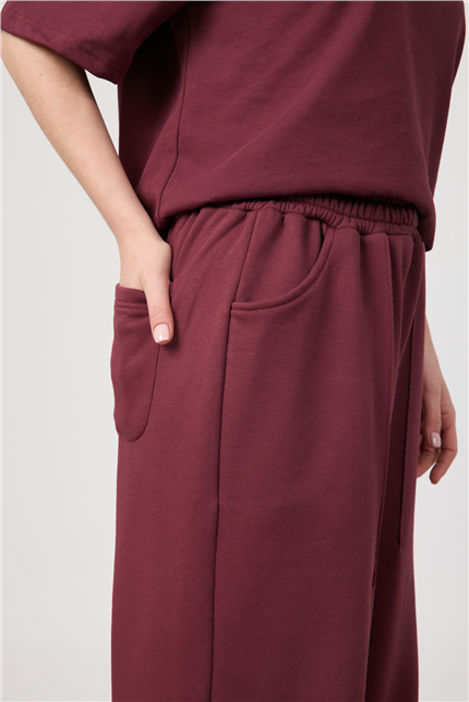 Kadın Blank Bordo Ayarlanabilir Paça Eşofman Alt