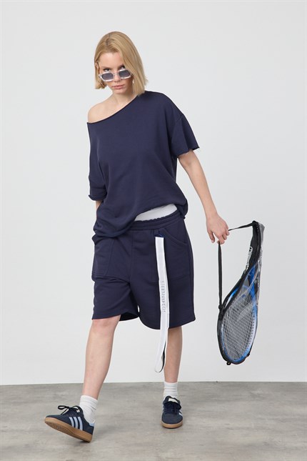 Kadın Blank Boxy Lacivert T-Shirt