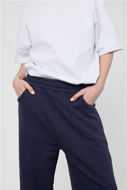 Kadın Blank Lacivert Ayarlanabilir Paça Eşofman Alt