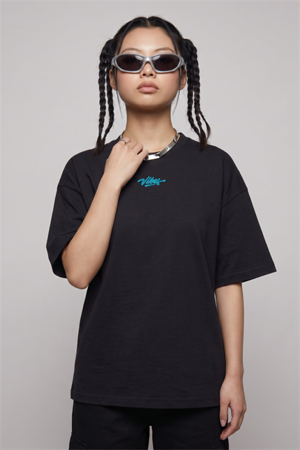 Kadın Anatolian Oversize Siyah Premium T-Shirt