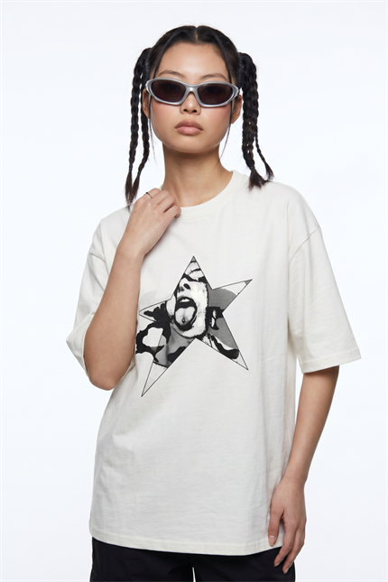 Kadın Chaos Oversize Beyaz Premium T-Shirt