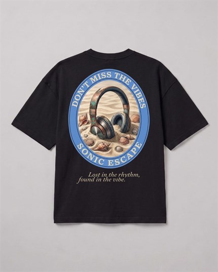 Kadın Rhytm Oversize Siyah Premium T-Shirt