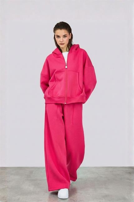 Kadın Chill Bol Paça Fuşya Eşofman Alt