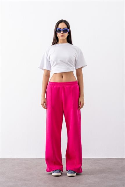 Kadın Chill Bol Paça Fuşya Eşofman Alt