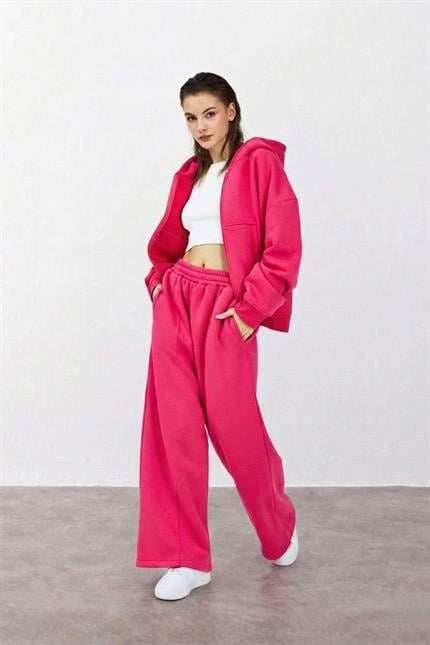 Kadın Chill Bol Paça Fuşya Eşofman Alt