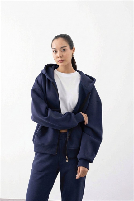 Kadın Chill Bol Paça Lacivert Eşofman Alt