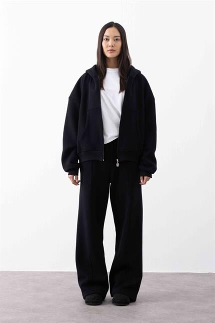 Kadın Chill Bol Paça Siyah Eşofman Alt