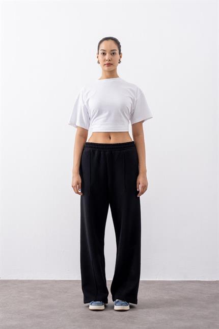 Kadın Chill Bol Paça Siyah Eşofman Alt