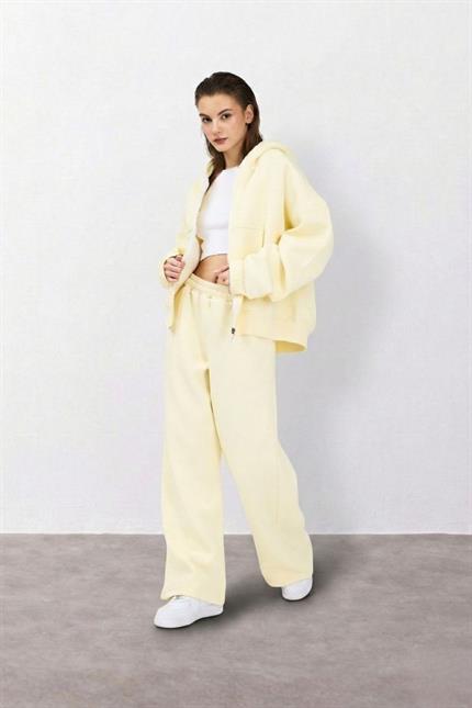 Kadın Chill Bol Paça Vanilya Sarısı Eşofman Alt