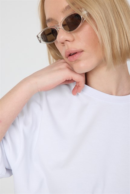 Kadın Chill Oversize Premium Beyaz T-Shirt