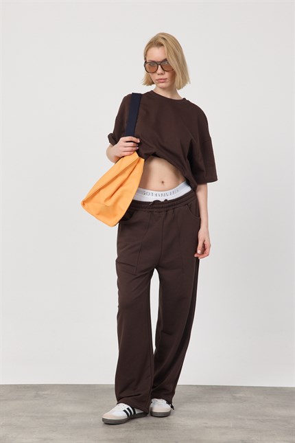 Kadın Chill Oversize Premium Kahverengi T-Shirt