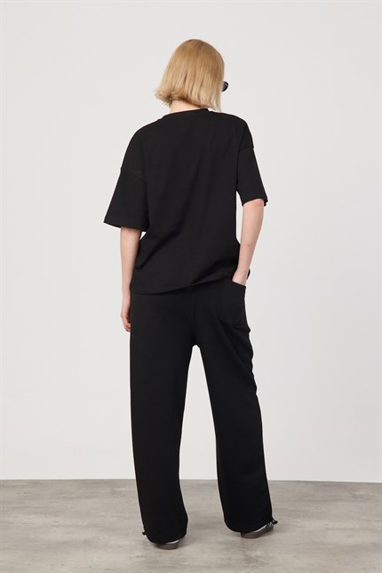 Kadın Chill Oversize Premium Siyah T-Shirt