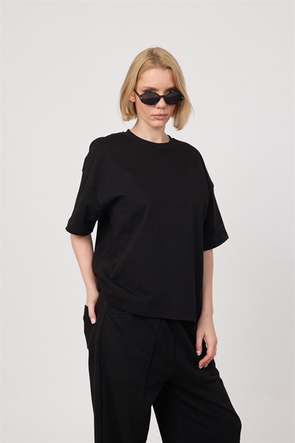 Kadın Chill Oversize Premium Siyah T-Shirt