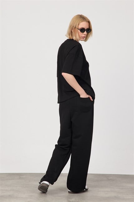 Kadın Chill Oversize Premium Siyah T-Shirt