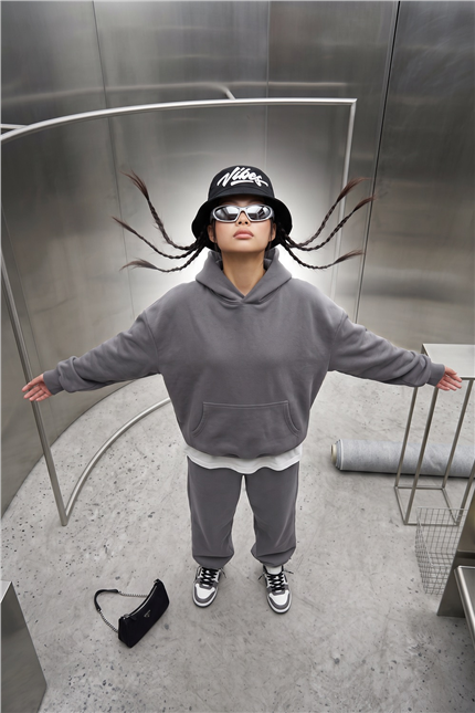 Kadın Chill Oversize Antrasit Hoodie