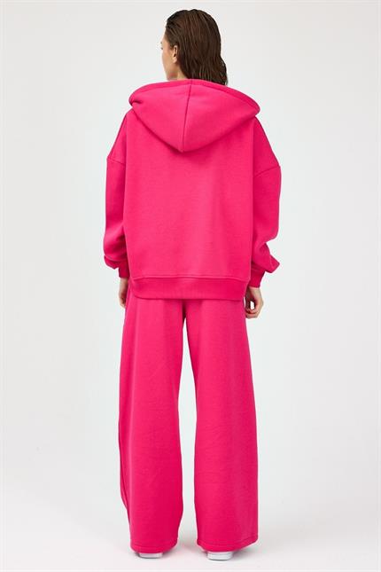 Kadın Chill Oversize Fuşya Fermuarlı Sweatshirt