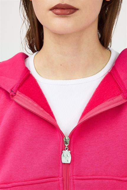 Kadın Chill Oversize Fuşya Fermuarlı Sweatshirt