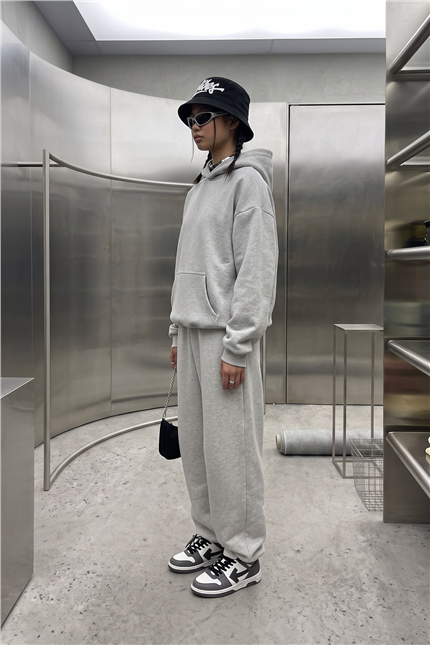 Kadın Chill Oversize Gri Hoodie