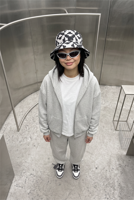 Kadın Chill Oversize Gri Zip Sweatshirt