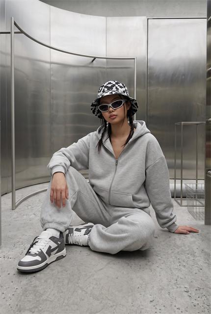 Kadın Chill Oversize Gri Zip Sweatshirt