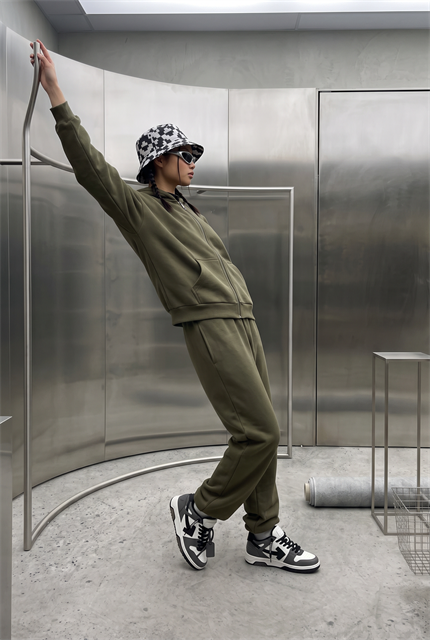 Kadın Chill Oversize Haki Zip Sweatshirt