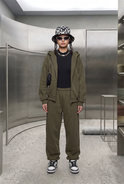 Kadın Chill Oversize Haki Zip Sweatshirt