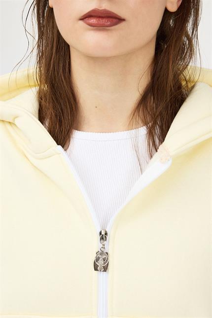 Kadın Chill Oversize Vanilya Sarısı Fermuarlı Sweatshirt