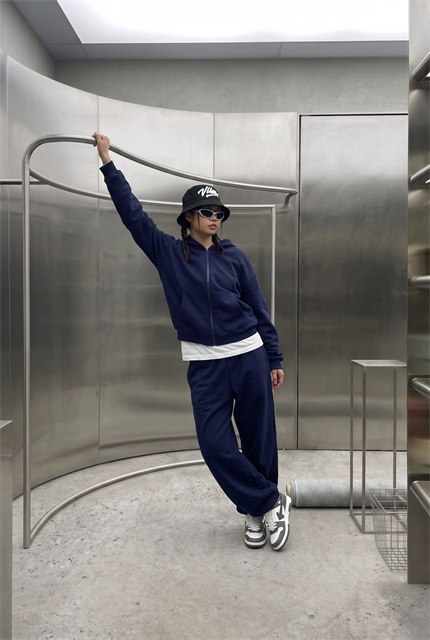 Kadın Chill Oversize Lacivert Zip Sweatshirt