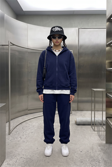 Kadın Chill Oversize Lacivert Zip Sweatshirt