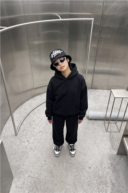 Kadın Chill Oversize Siyah Hoodie