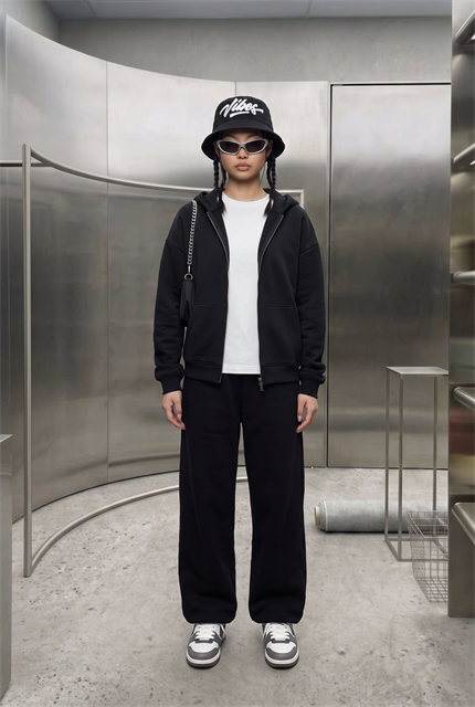 Kadın Chill Oversize Siyah Zip Sweatshirt