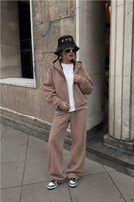 Kadın Chill Oversize Somon Fermuarlı Sweatshirt
