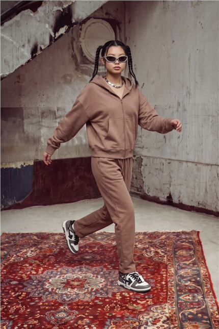 Kadın Chill Oversize Somon Fermuarlı Sweatshirt