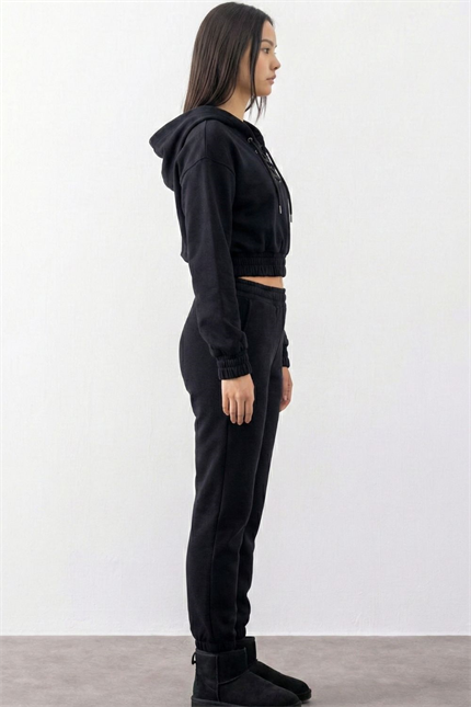 Kadın Equality Siyah İpli Crop Sweatshirt