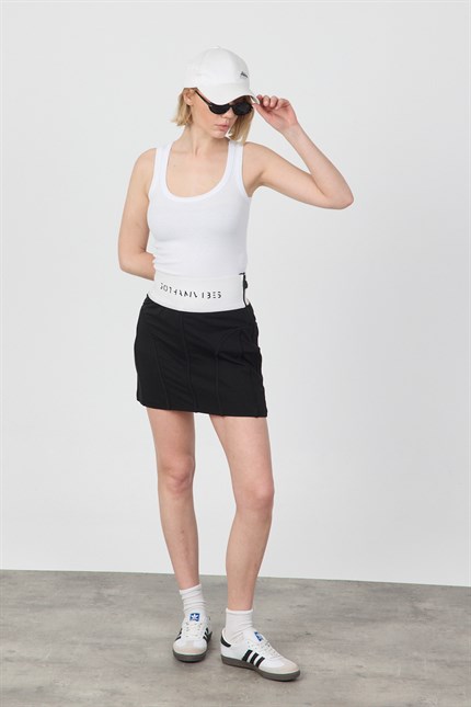 Kadın Fitilli Kalın Askılı Basic Beyaz Atlet