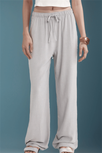 Kadın Gri Keten Pantolon